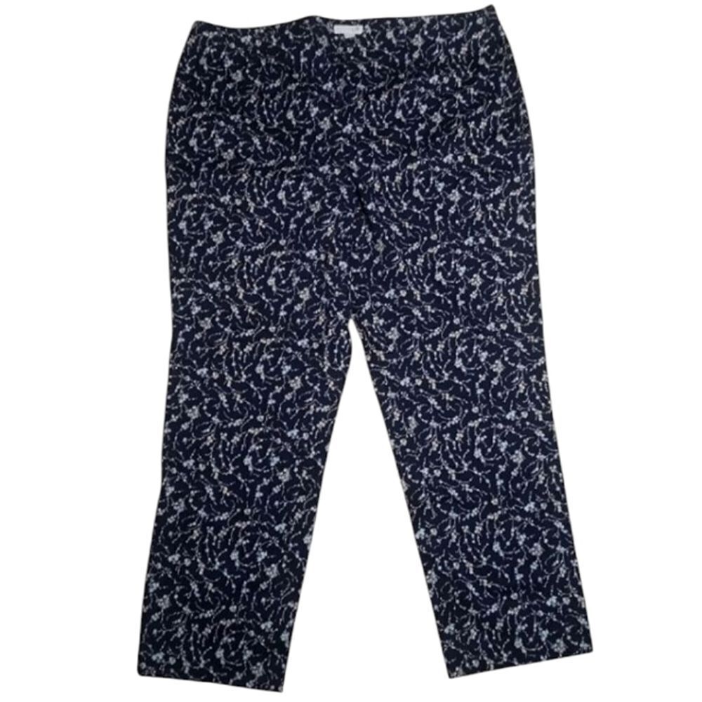 J. Jill Indian Ink Ditsy Floral Print Side Zip Chino Pants NWT Size 12 Petite